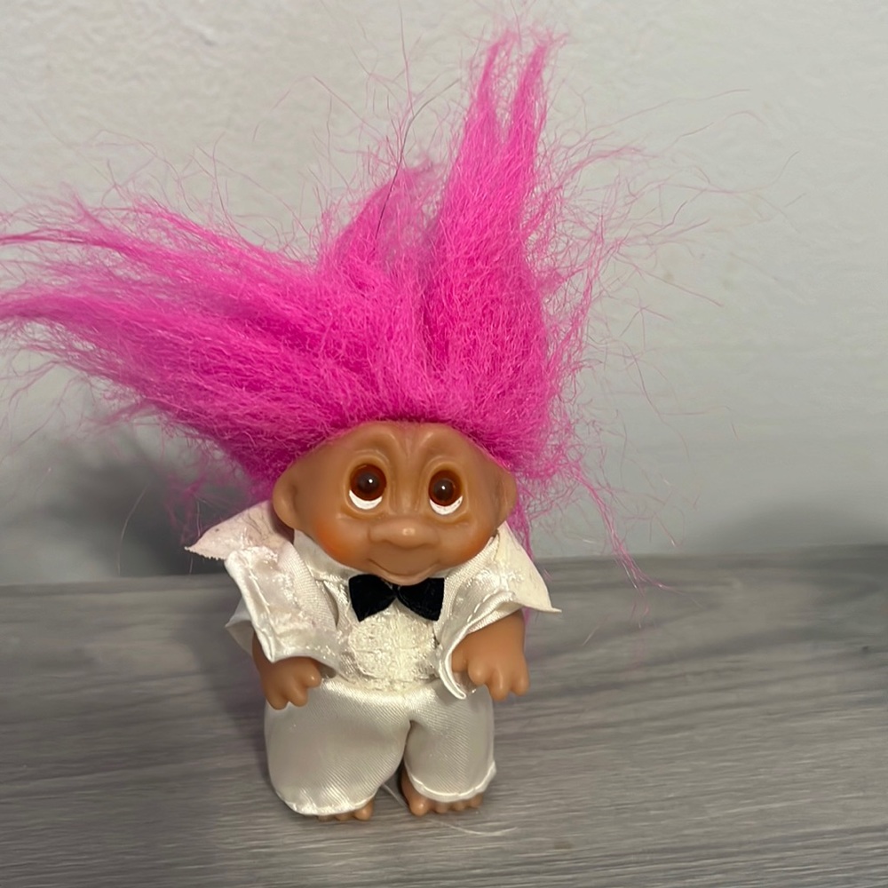 Vintage 1985 Dam Troll in a Tuxedo, Groom, Wedding, or Prom Troll, EUC